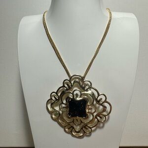 Saki Necklace, navy goldstone, vintage